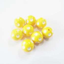 Crystal Factory Price!20mm 100pcs/lot Yellow Acrylic Polka Dot Beads,Chunky Beads For Jewellery Making