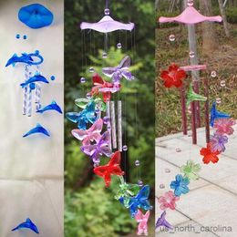 Garden Decorations Heart Plastic Crystal 4 Wind Chime Home Garden Decoration Gift Outdoor Yard Garden Decor Wind Chimes R230613