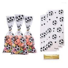 Gift Wrap 25/50Pcs Soccer Bags Candy Cookie Gifts Packaging With Twist Football Theme For Sports Kids Birthday Party Supplies