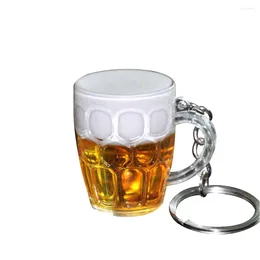 Keychains Unique Design Resin Beer Cup Key Chain Rings Bag Hanging Decor Ornament