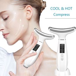 Face Massager Ice Compress Neck Lifting Device EMS Microcurrent LED Therapy Skin Tightening Anti Wrinkles Care Tools 230612