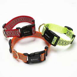 Dog Collars Reflective Collar Adjustable Nylon Pet With Durable Plastic Buckle For Small Medium Large Doggies Orange Yellow S M