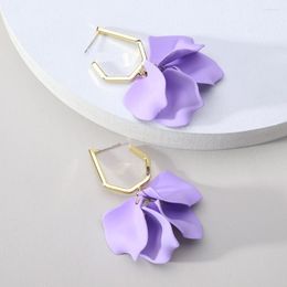 Dangle Earrings Multi Colours Fuchsia Petals Flower For Women Trend Luxury Design Wedding Party Jewellery Gift