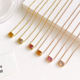 Stainless Steel Geometry Rhinestone Pendant Multilayer Chain Choker Necklace For Women Wedding Accessories