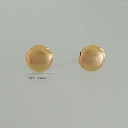 Stud Earrings CUTE ROUND SHAPE DIAMETER 0.51" CARVED YELLOW GOLD COLOR OVERLAY EARRING