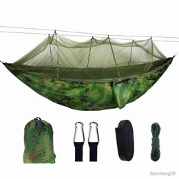 Hammocks Portable Outdoor Camping Hammock Person with Net High Strength Hanging Bed Hunting Sleeping Swing R230613