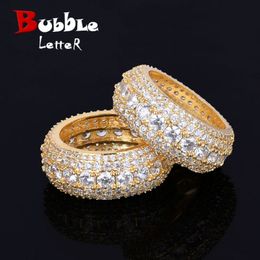 Solitaire Ring Men Ring Copper Charm Gold Colour Cubic Zircon Iced Out Fashion Hip Hop Jewellery 230613