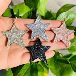 Lockets 5pcs Big Size Zirconia Pave Star Charm Exquisite GoldPlate Pendant for Women Bracelet Girl Necklace Making Handmade DIY Jewelry 230612