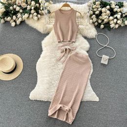 Work Dresses Summer Design Sense Of Magnanimity Jacquard Sleeveless Straps Short Undershirt Hip Half Skirt Two-piece Set