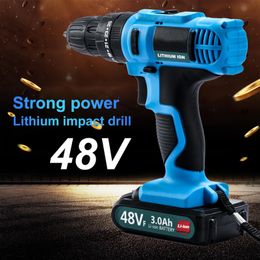 Schroevendraaiers 2021 New 48V Wireless Rechargeable Battery Cordless Electric Drill Hole Speed Variable Electrical Screwdriver Hand Driver Wrench