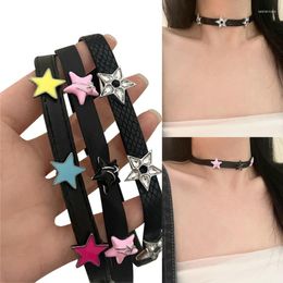 Choker European And American Style Leather- Collar Trend Punk Pentagram- Neck Bands Nightclub Bar Wild O Metal Chain