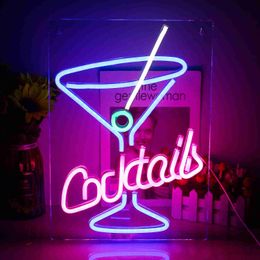 LED Neon Sign Cocktails Neon Signs Beer Bar Club LED Neon Lights Sign for Hotel Pub Cafe Birthday Teen Room Decorative Lamp R230613