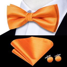 Bow Ties Hi-Tie Silk Mens Tie Pocket Square Cufflinks Set Pre-tied Butterfly Knot Bowtie Wholesale For Male Wedding Business Party