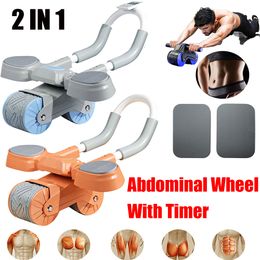 Ab Rollers 2 In 1 Belly Wheel Abdominal Wheels with Pad Push-up Flat Muscle Stretch Roller Support Digital Counter Mute Abdominal Exerciser 230613