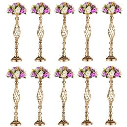 Party Decoration H40cm/70cm Gold Flower Vases Candle Holders Rack Stands Wedding Road Lead Table Centerpiece Pillar Event Candlestick