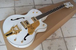 Factory Custom THE WHITE FALCON 6120 Semi Hollow Body Jazz Electric Guitar with hard case