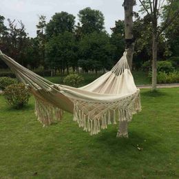 Hammocks 200*150cm Garden Hammock Tassel Sleeping Outdoor Backyard Hanging Swing for Home Garden Laying Accessories R230613