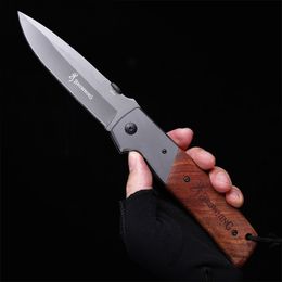 Outdoor folding knife with wooden handle Wilderness survival hunting knife Stainless steel folding knife Outdoor knife Pocket knife