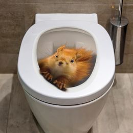 Creative 3D Stereo Squirrel Wall Sticker Bathroom Toilet Decor Living Room Cabinet Home Decoration Decals