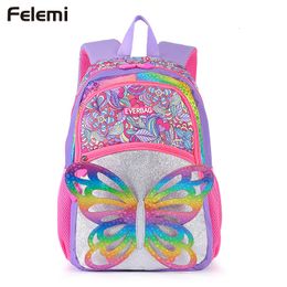 Backpacks 3D Rainbow Butterfly Children's Backpack For Girls Kids Teenagers School Bag Primary school Backpack For Students 230612