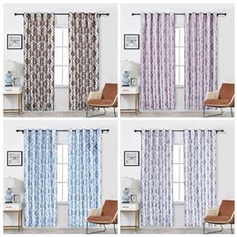 Curtain Blackout Grommet Solid Thermal Insulated Room Darkening Curtains Study Window Classic Jacquard