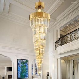 Chandeliers Top Luxury Modern Chandelier For Living Room Gold Long Staircase Light Fixtures Large Hallway Indoor Stair LED Hanging Lamp