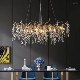 Chandeliers Modern Luxury Crystal Dining Living G9 Led Metal Hanging Lamp Room El Hall Art Gold Light Fixture Decora