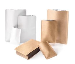 Open Top Kraft/White Paper Bag Heat Sealing Coffee Beans Powder Salt Soap Chocolate Snack Bakery Packaging Pouches