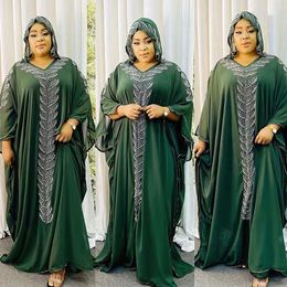 Ethnic Clothing African Traditional Dresses for Women Chiffon Ankara Kaftan Robe Ladies Muslim Dubai Abaya Beads Wedding Evening Boubou 230613