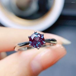 Cluster Rings Vintage Alexandrite Engagement Ring Color Changed 925 Silver Six Prong Wedding For Women Gift