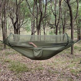 Hammocks Person Portable Outdoor Camping Hammock with Net Canopy High Strength Hanging Bed Sleeping Swing R230613