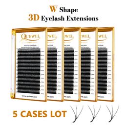 Makeup Tools Quewel W Style Premade Volume Eyelashes 5pcs 3D W-shape Faux Mink False Eyelash Extensions CCCDDD Private Label 230612
