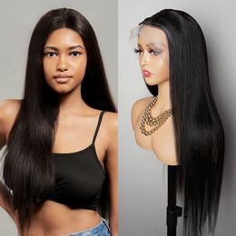 13x4 Lace Frontal Wig Natural Colour 26 Inch Straight Lace Wig Remy Brazilian Human Hair Wig for Women