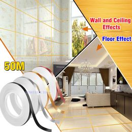 50m Ceramic Floor Wall Seam Sealant Tape Floor Seam Sticker Decor Gold Self Adhesive Wall Tile Floor Tape Sticker Home Decor