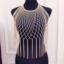 Other Fashion Accessories European and American sexy luxury beach body jewelry crystal shoulder chain tassel chest 230613