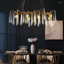 Chandeliers Led Art Chandelier Pendant Lamp Light Glass Drop Luxury Post-Modern Gold Hanging Home Decoration Dining Room Decor