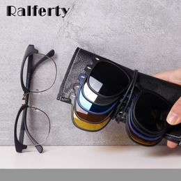 Sunglasses Ralferty Magnet Sunglasses Men Women Luxury Brand Male Polarised UV400 High Quality 5 in 1 Clip On Grade Glasses Frame 230612