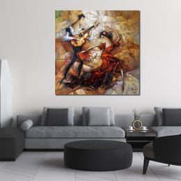 Modern Hand Painted Abstract Canvas Art Flamenco Dancer Oil Painting Home Decor for Bedroom