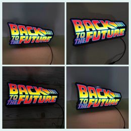 Decorative Objects Figurines Back To The Future LED Nightlight Gift 3D Print Desktop Lightbox Custom Wall Decor for Cinema Kids Illuminated Gaming 230613