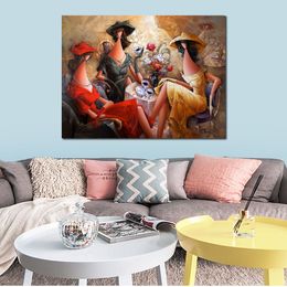 Colourful Abstract Painting on Canvas Friend Time Art Unique Handcrafted Artwork Home Decor