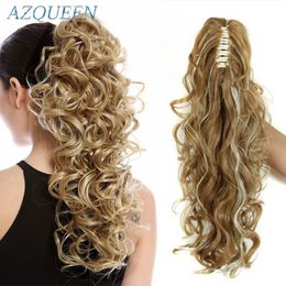 Ponytails AZQUEEN Synthetic Long Thick Wave Fibre Claw Clip Wavy Ponytail Extensions Clip In Hair Extensions For Women 230613