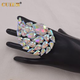 Solitaire Ring CUIER 8cm Huge Size Water Drop Rings for women Bling bling Glass Gem Wedding Jewelry Fashion TV show jewelry 230612