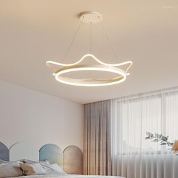 Pendant Lamps Crown Chandelier Modern Minimalist Lamp Nordic Lights For Children Room 220V Adjustable Led Bedroom Light Home Decor D