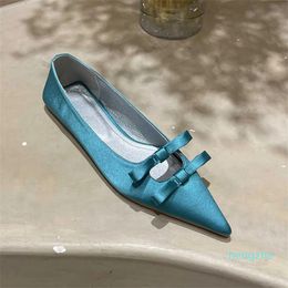 Sandals Spring Flats Shoes Pointed Toe Shallow Slip on Ladies Elegant Ballerina Fashion Bow-knot Casual Women Loafers