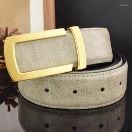 Belts Fashion Luxury Belt Smooth Buckle Waist High Quality Men Brand Leather Young Leisure Grey Ceinture Homme