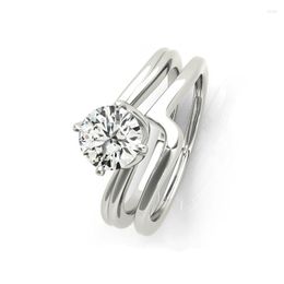 Cluster Rings 925 Silver Elegant Line Set 1 D Color Moissanite Diamond Jewelry For Women Engagement Ring