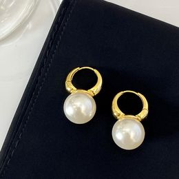 Dangle Earrings Vintage 18K Large Round Pearls Hanging Top Quality Luxury Fancy Charm Jewellery Designer Bijoux Trendy