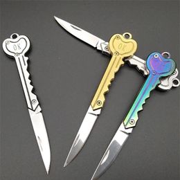 Ring Folding Mini Key Knife Opening Box Keychain Gadget Outdoor Blade Pocket Multitool Letter Form Key Kit Camp Package 100pcs Dp62531