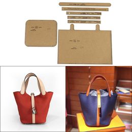 Leathercraft 1Set DIY Kraft Paper Template Fashion High Capacity Bucket Bag Vegetable Basket Bag Leather Craft Pattern DIY Stencil Sewing