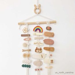 Garden Decorations Wooden Baby Hair Clips Holder Hairband Organiser Wall-mounted Girls Jewellery Storage Rack for Room Decor Ornaments R230613